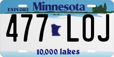 MN license plate 477LOJ
