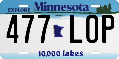 MN license plate 477LOP