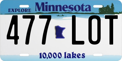 MN license plate 477LOT