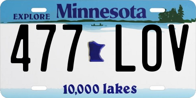 MN license plate 477LOV