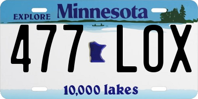 MN license plate 477LOX