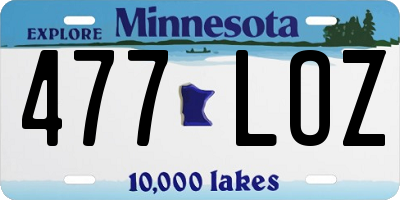 MN license plate 477LOZ