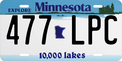 MN license plate 477LPC