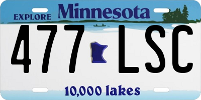 MN license plate 477LSC