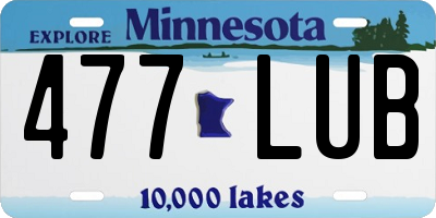 MN license plate 477LUB
