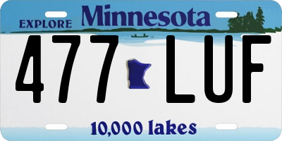 MN license plate 477LUF