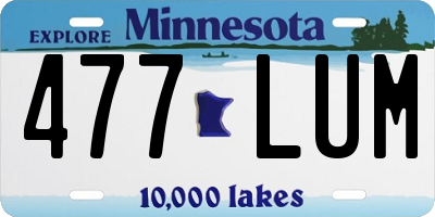 MN license plate 477LUM