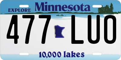 MN license plate 477LUO