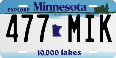 MN license plate 477MIK