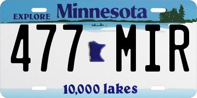 MN license plate 477MIR