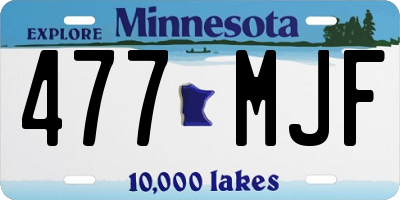 MN license plate 477MJF