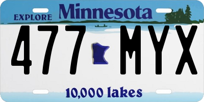 MN license plate 477MYX