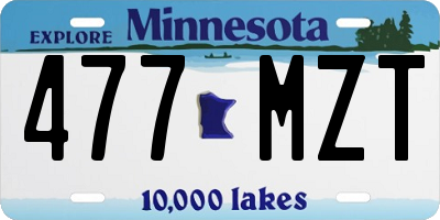 MN license plate 477MZT