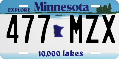 MN license plate 477MZX