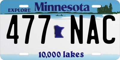 MN license plate 477NAC