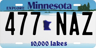 MN license plate 477NAZ