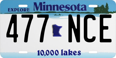MN license plate 477NCE