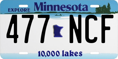 MN license plate 477NCF