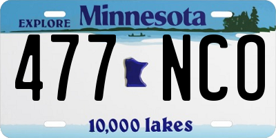 MN license plate 477NCO