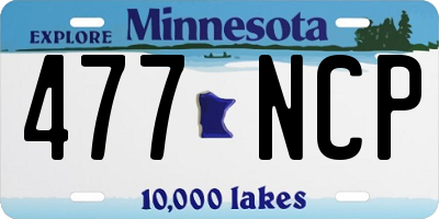 MN license plate 477NCP