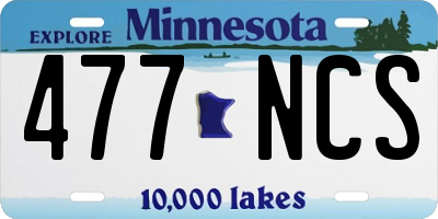 MN license plate 477NCS