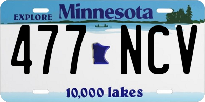 MN license plate 477NCV