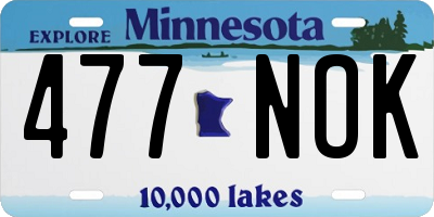 MN license plate 477NOK