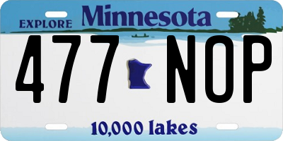 MN license plate 477NOP