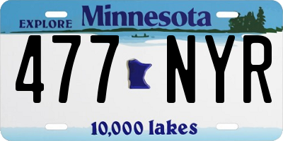 MN license plate 477NYR