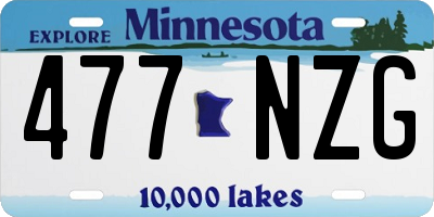 MN license plate 477NZG