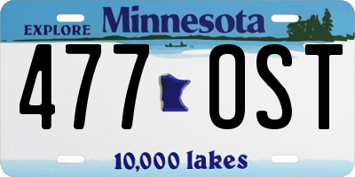 MN license plate 477OST