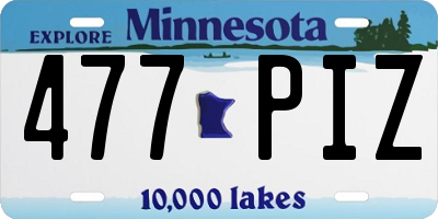 MN license plate 477PIZ