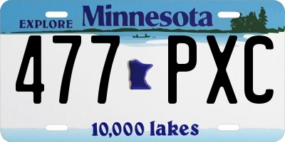 MN license plate 477PXC