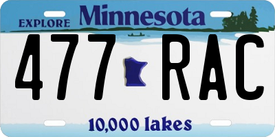 MN license plate 477RAC