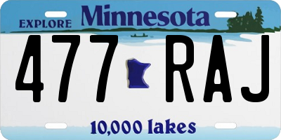 MN license plate 477RAJ