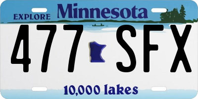 MN license plate 477SFX