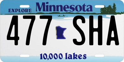 MN license plate 477SHA