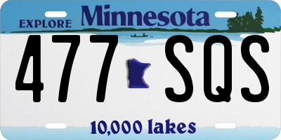 MN license plate 477SQS