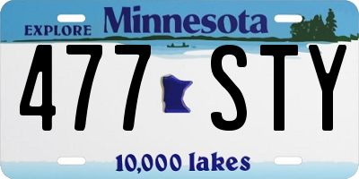 MN license plate 477STY