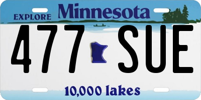 MN license plate 477SUE