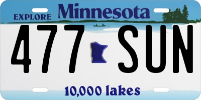 MN license plate 477SUN