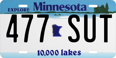 MN license plate 477SUT