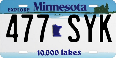 MN license plate 477SYK
