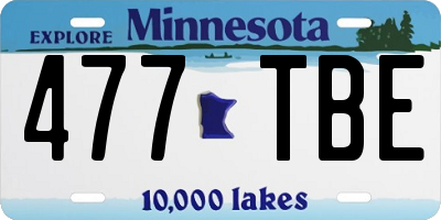 MN license plate 477TBE