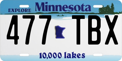 MN license plate 477TBX