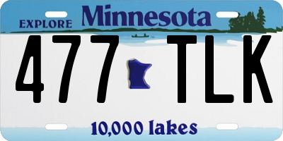 MN license plate 477TLK