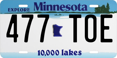 MN license plate 477TOE