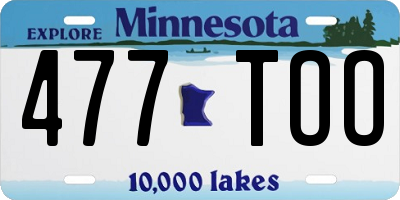 MN license plate 477TOO