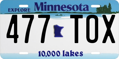 MN license plate 477TOX