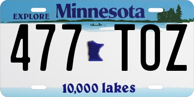 MN license plate 477TOZ